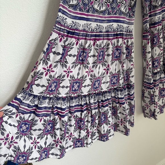 True Destinations Ruffled Wide Leg Pull On Palazzo Pants Boho Size Medium - Picture 2 of 9